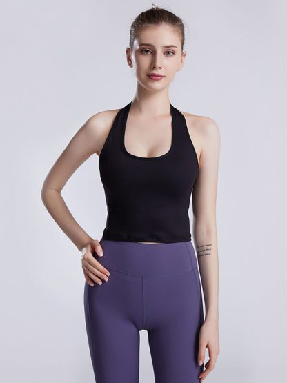 Custom black spandex sport tight wide strap tank tops - Image 3