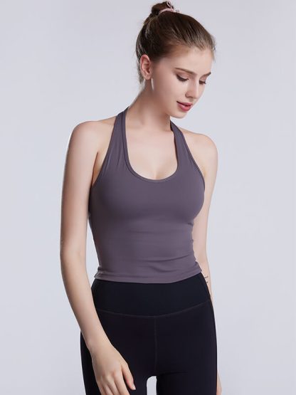 Custom black spandex sport tight wide strap tank tops - Image 4