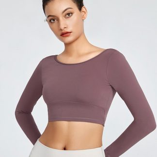 Custom blank fitness apparel long sleeve halter plain yoga clothing