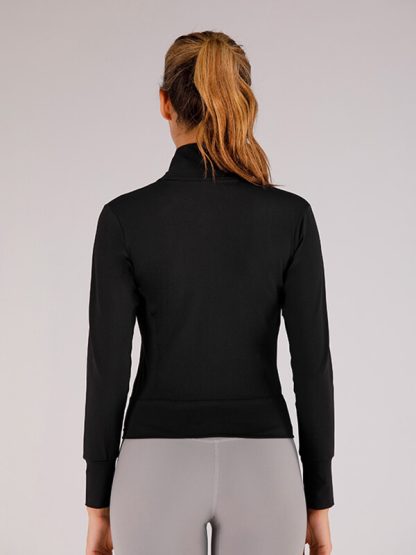 Custom blank sports jackets women's black zipper short fitness wear - Image 5