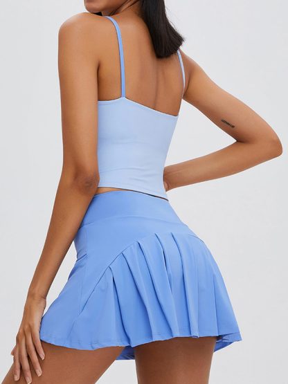 Custom blue tennis skirt fitness culottes breathable quick-drying skirt - Image 2