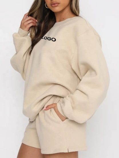 Custom cotton womens sweat shorts with pockets drawstring shorts - Image 3