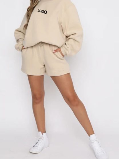 Custom cotton womens sweat shorts with pockets drawstring shorts - Image 4