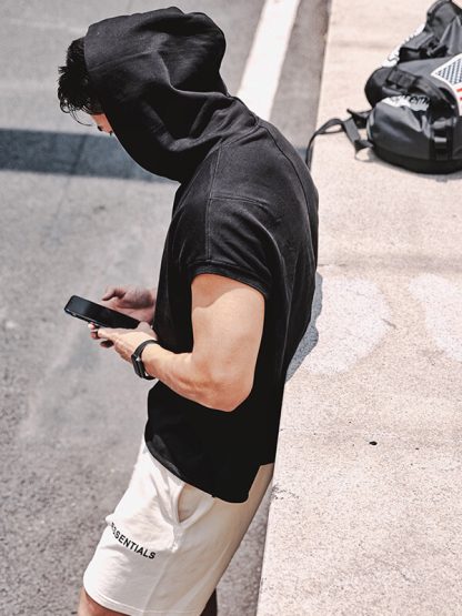 Custom corded comfort colors sweatshirt black short sleeve hoodie manufacturers - Image 2