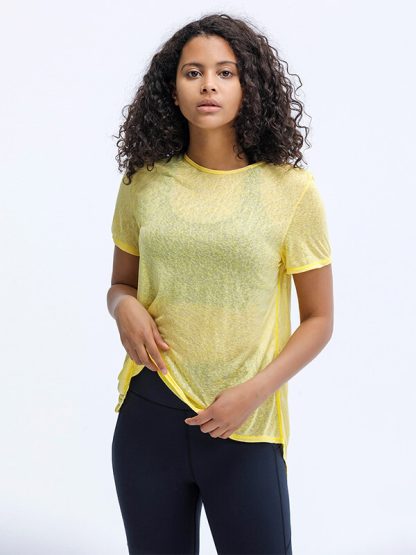 Custom design athletic t shirts women mesh loose top