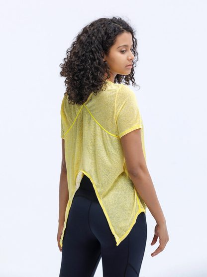 Custom design athletic t shirts women mesh loose top - Image 2