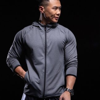 Custom design track jackets gray zipper thin hoodie