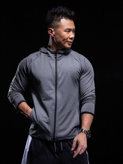 Custom design track jackets gray zipper thin hoodie