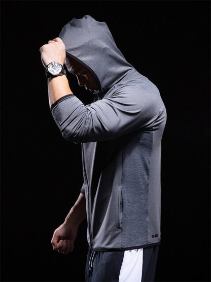 Custom design track jackets gray zipper thin hoodie - Image 2