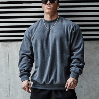 Custom embroidered applique logo sweatshirts with custom picture gray top