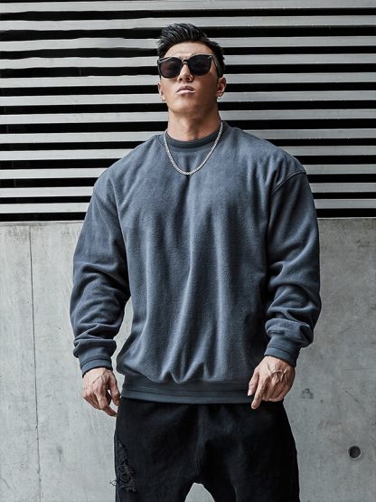 Custom embroidered applique logo sweatshirts with custom picture gray top