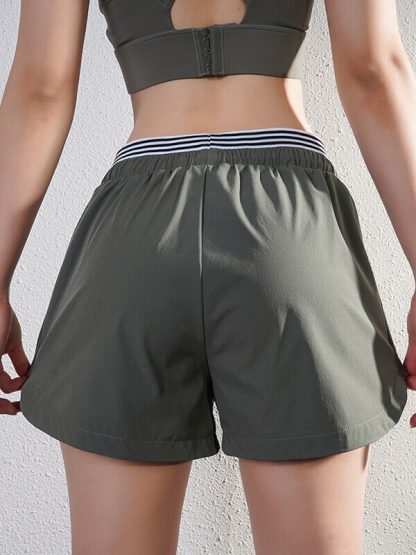 Custom elastic band gym shorts olive green drawstring jogger shorts - Image 4