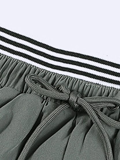 Custom elastic band gym shorts olive green drawstring jogger shorts - Image 5