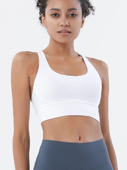 Custom fit Sports Bra White Strappy Removable Cups Yoga Bra