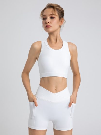 Custom fitness apparel solid color women trendy organic workout clothes - Image 3