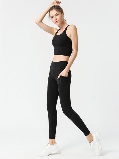Custom fitness apparel wholesale pure color professional workout clothes - Image 2