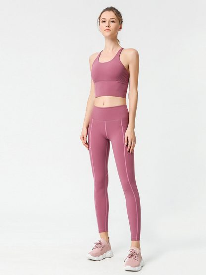 Custom fitness apparel wholesale pure color professional workout clothes - Image 3