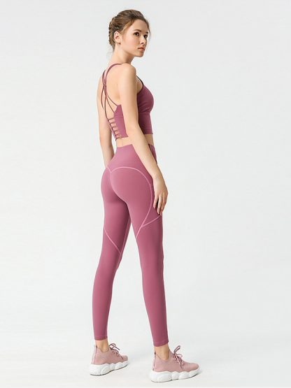 Custom fitness apparel wholesale pure color professional workout clothes - Image 4