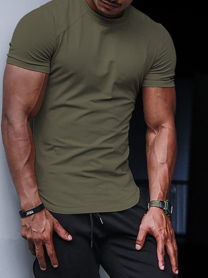 Custom fitness clothing green cotton with logo athletic t shirts