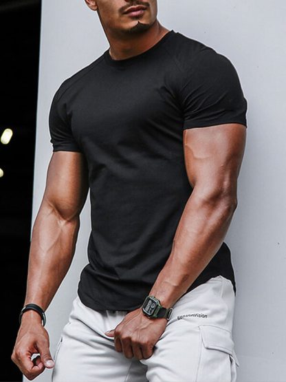 Custom fitness clothing green cotton with logo athletic t shirts - Image 2