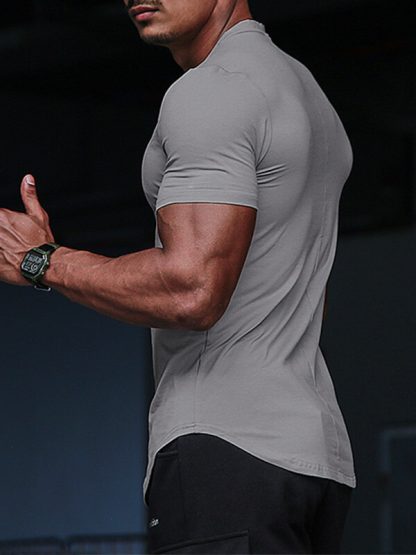 Custom fitness clothing green cotton with logo athletic t shirts - Image 4