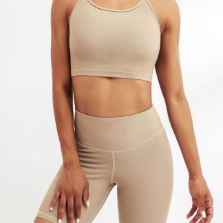 Custom Fitness Wear Sports Bra And Soft Ribbed Biker Shorts Set