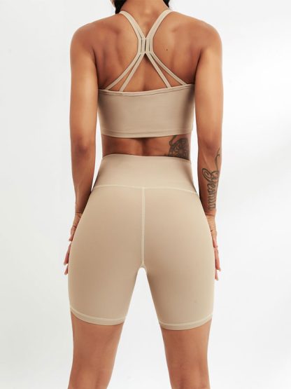 Custom Fitness Wear Sports Bra And Soft Ribbed Biker Shorts Set - Image 2
