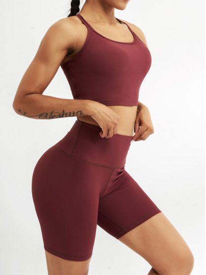 Custom Fitness Wear Sports Bra And Soft Ribbed Biker Shorts Set - Image 3