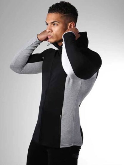 Custom Funnel Neck Blank Sweatshirts Black With Zipper Cotton Jacket - Image 2