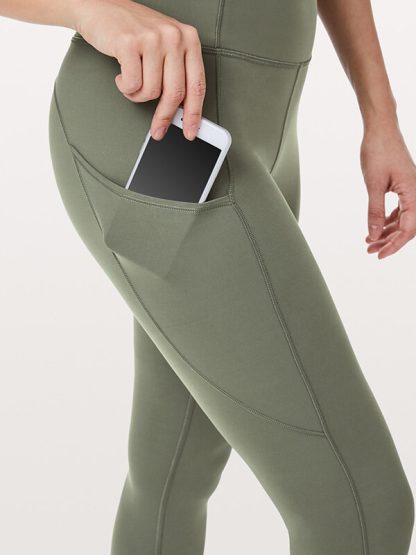 Custom gym leggings green high waisted with pockets blank yoga pants - Image 3