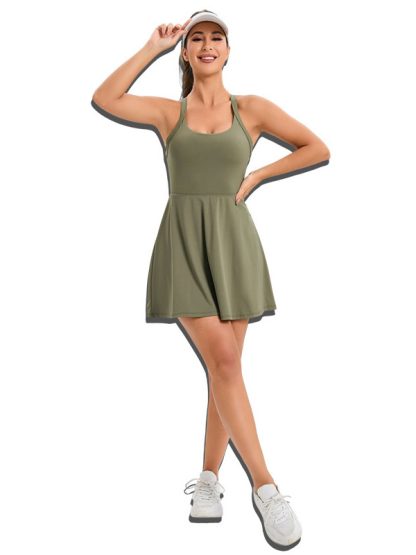 Custom halter tennis dress sleeveless backless fitness dress - Image 5