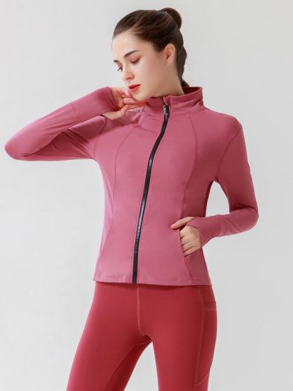 Custom high-neck sports jacket with pockets Slim sportswear - Image 4