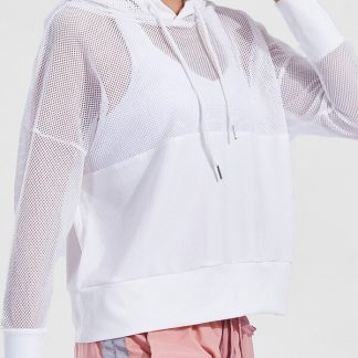 Custom hooded sports jackets design womens mesh white hooded
