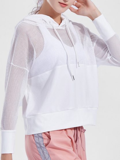 Custom hooded sports jackets design womens mesh white hooded