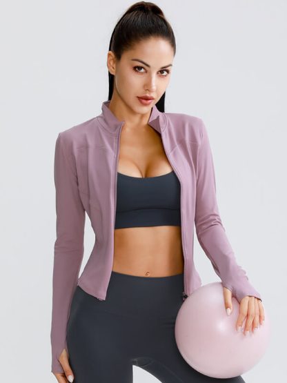 Custom Logo Woman Sports Jackets Long Sleeve Shirts Zipper athletic wear