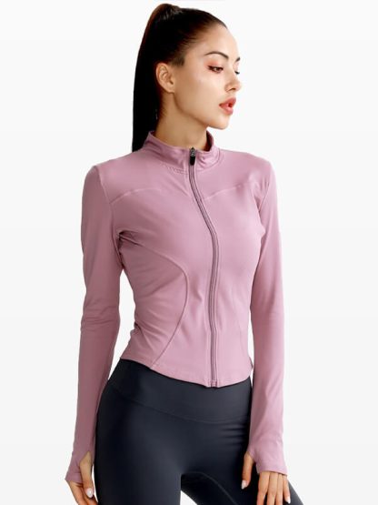 Custom Logo Woman Sports Jackets Long Sleeve Shirts Zipper athletic wear - Image 2