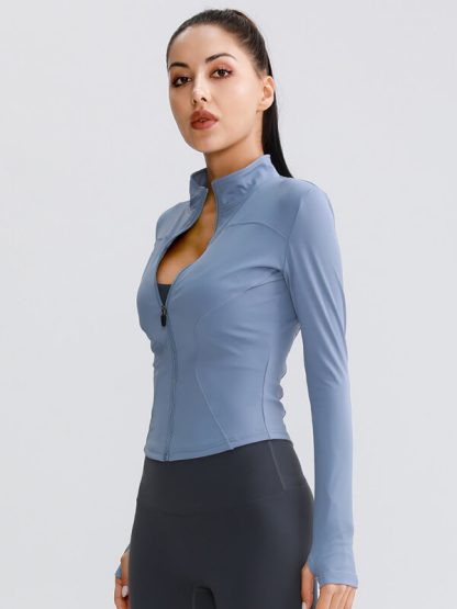 Custom Logo Woman Sports Jackets Long Sleeve Shirts Zipper athletic wear - Image 3