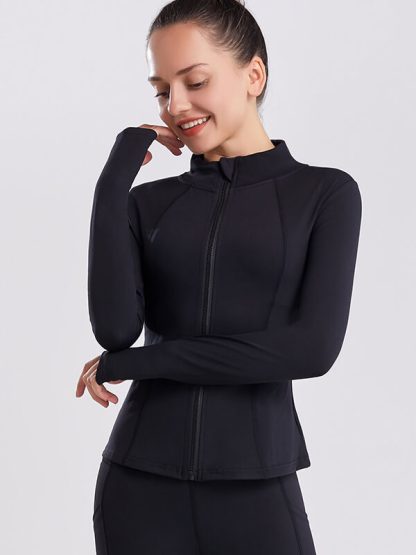Custom made sports jackets tight quick-drying zipper women's top
