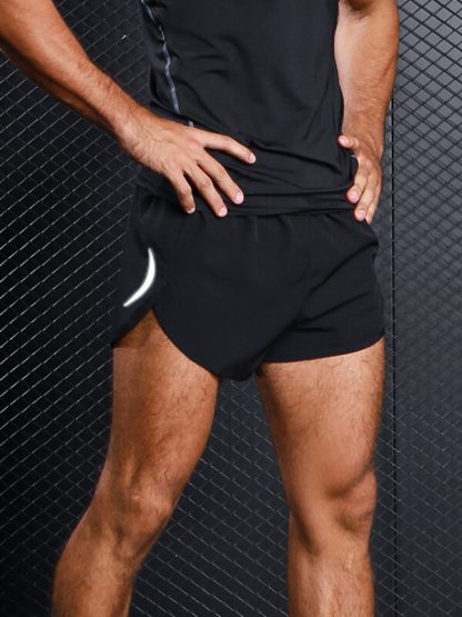 Black interlock trail mens running shorts wholesale
