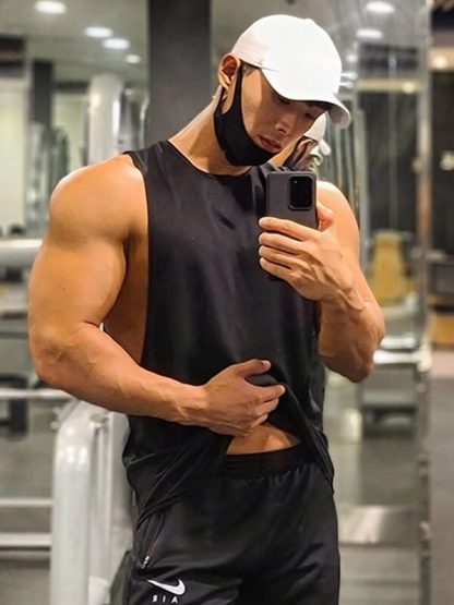 Custom men gym tank tops Spandex sport tank - Image 4