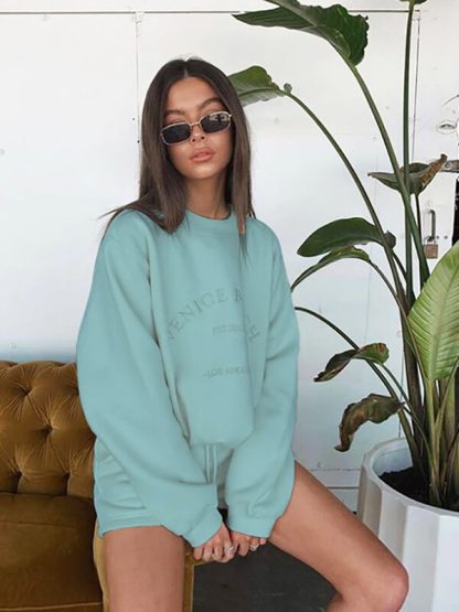Custom print crewneck sweatshirt supports custom logo