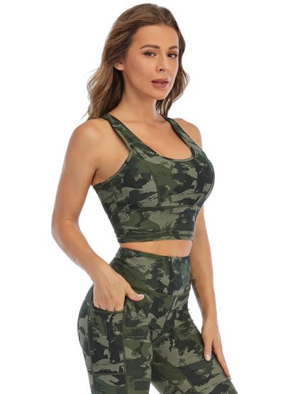 Custom Printed Sports Bra Camouflage High Impact Tank Style