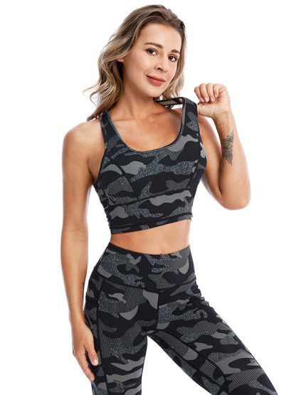 Custom Printed Sports Bra Camouflage High Impact Tank Style - Image 2