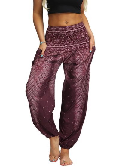 Custom printed yoga pants India style baggy high waisted pants
