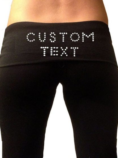 Custom rhinestone yoga pants high waisted fold over leggings manufacturer - Image 5