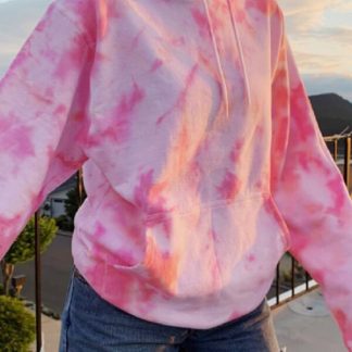 Custom Sports Hoodies Tie Dye Printed Women Casual Loose Pullover