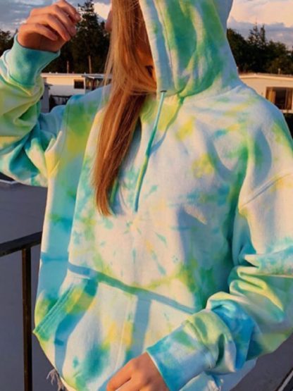 Custom Sports Hoodies Tie Dye Printed Women Casual Loose Pullover - Image 3