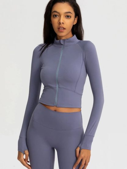Custom sports jackets no minimum women zipper long sleeve jackets - Image 2