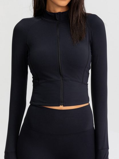 Custom sports jackets no minimum women zipper long sleeve jackets - Image 4