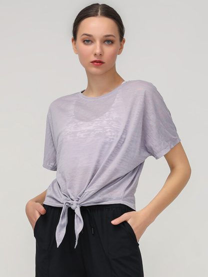Custom sports t shirts loose mesh bat sleeve yoga gym clothing - Image 2